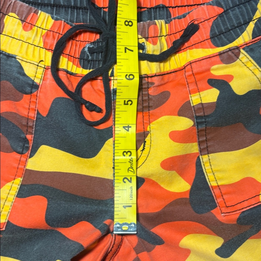 Vintage Y2K camo print slim joggers women’s elastic waist cargo pants orange - Picture 11 of 13